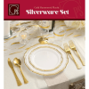 Gold Plastic Silverware Set - 120 Piece Gold Plastic Cutlery Set - Elegant Disposable Gold Utensils - 40 Gold Forks, 40 Soup Spoons and 40 Knives - Fo